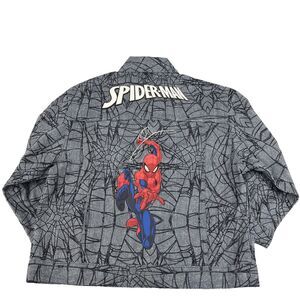 New Boys Spider-Man Marvel Button Up Denim‎ Jacket Sz 10 NWT Web